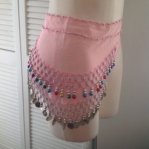 Small pink belly dancing scarf used